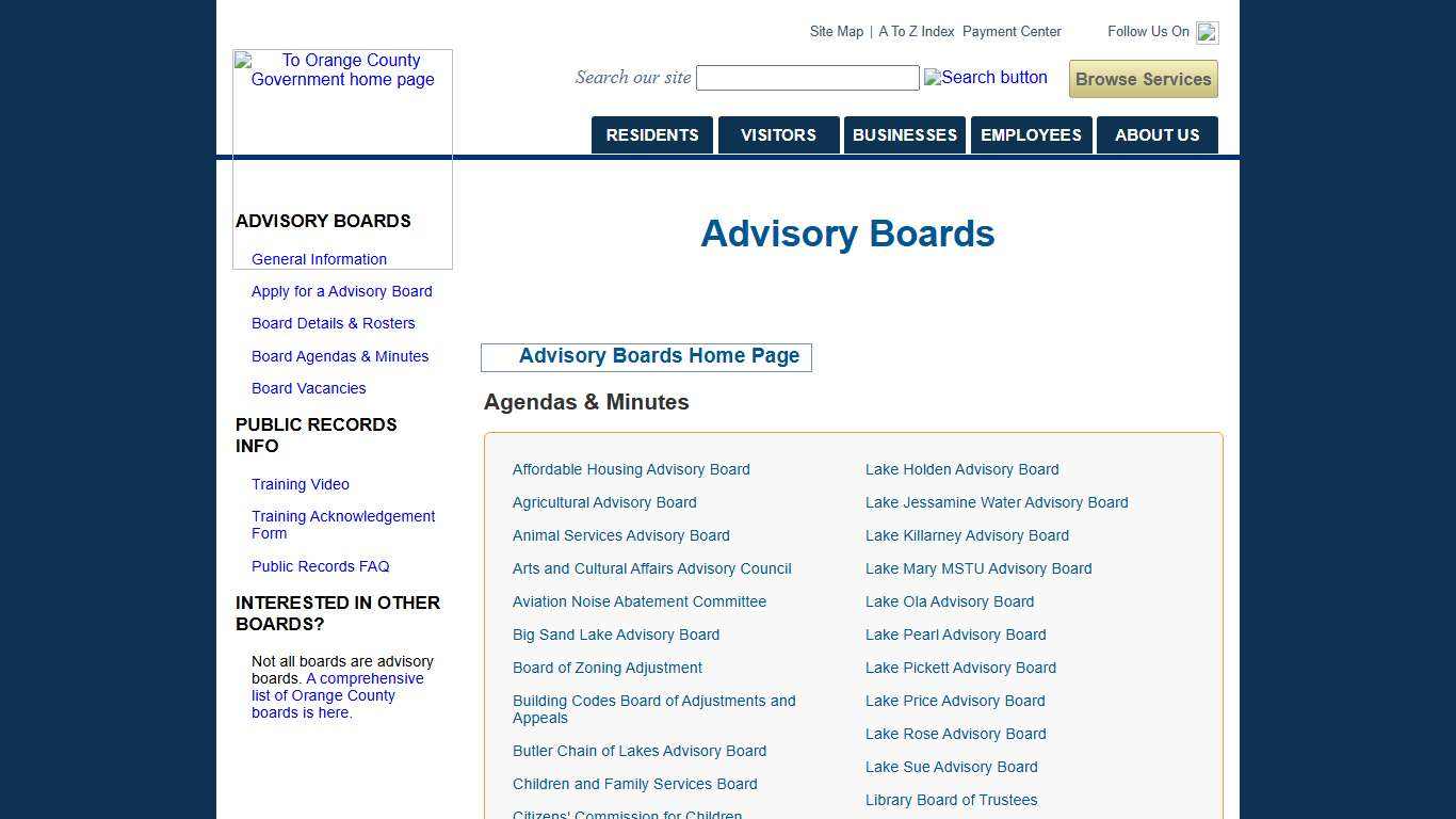 Volunteer- Advisory Board Listing - Orange County Government, Florida